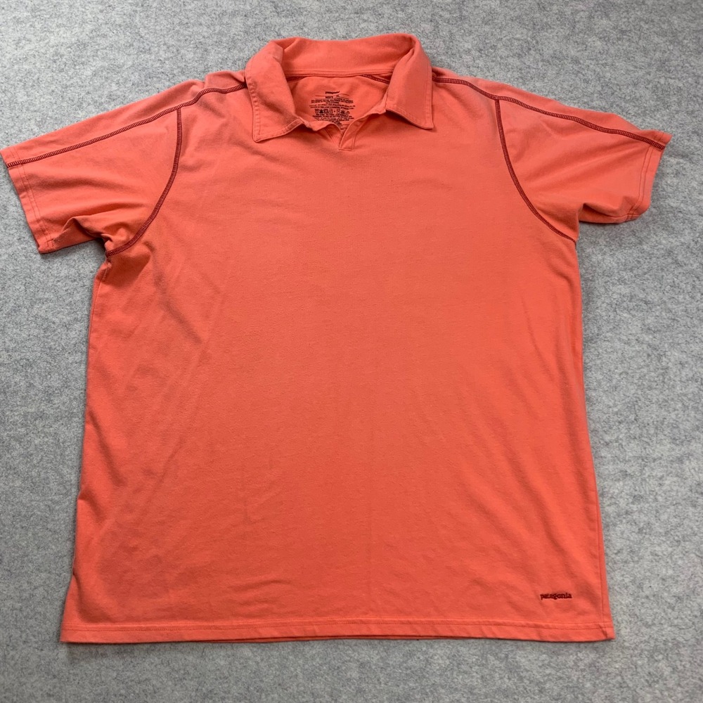 Patagonia Polo Shirt Mens XL Orange Organic Cotton Blend Short Sleeve 53402SP14